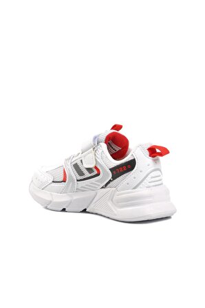 Lafonten 722Y-P Beyaz-Kırmızı Cırtlı Çocuk Spor Ayakkabı