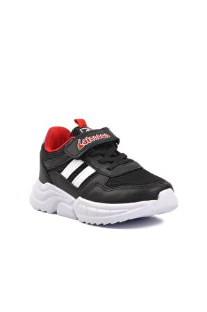 Lafonten 719Y-P Siyah-Kırmızı Cırtlı Çocuk Spor Ayakkabı