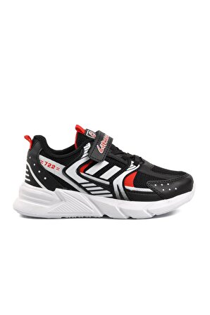 Lafonten 722Y-F Siyah-Kırmızı Cırtlı Çocuk Spor Ayakkabı
