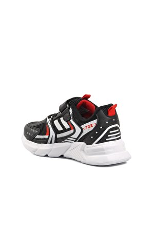 Lafonten 722Y-F Siyah-Kırmızı Cırtlı Çocuk Spor Ayakkabı