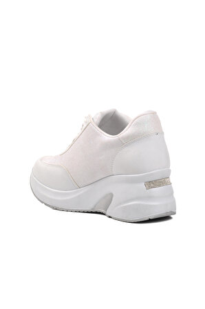 Ayakmod 333067 Beyaz Kadın Dolgu Topuk Sneaker