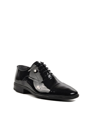 Fosco 2805 Siyah Rugan Hakiki Deri Erkek Klasik Ayakkabı