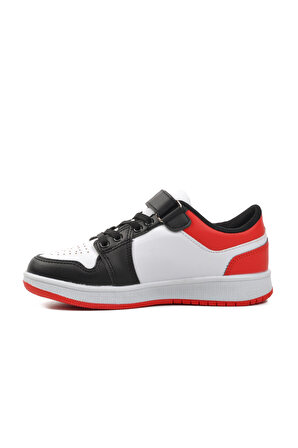 Walkway Sloga-F Siyah-Beyaz-Kırmızı Cırtlı Çocuk Sneaker
