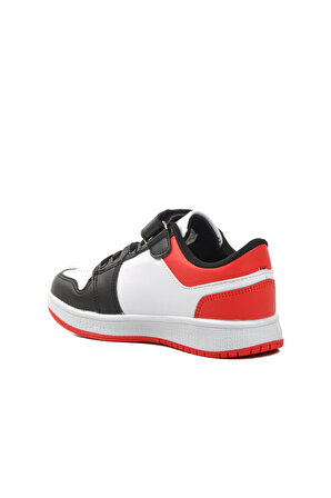 Walkway Sloga-F Siyah-Beyaz-Kırmızı Cırtlı Çocuk Sneaker