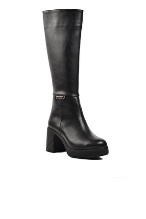 Pierre Cardin PC-52424 Siyah İçi Kürklü Kadın Topuklu Çizme