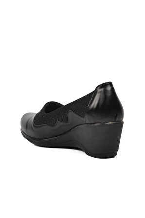 Ayakmod 651501 Siyah Kadın Dolgu Topuk Günlük Ayakkabı