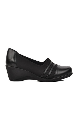 Ayakmod 651503 Siyah Kadın Dolgu Topuklu Ayakkabı