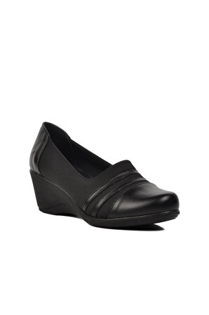 Ayakmod 651503 Siyah Kadın Dolgu Topuklu Ayakkabı