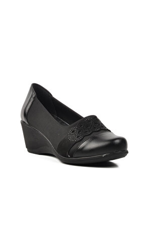 Ayakmod 651504 Siyah Kadın Dolgu Topuklu Ayakkabı