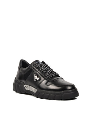 Marcomen 152-19503 Siyah Hakiki Deri Kadın Sneaker