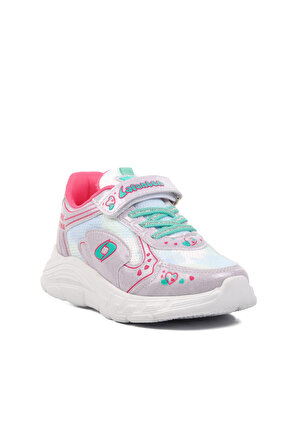 Ayakmod 732-F Beyaz-Su Yeşili Kalp Desenli Kız Çocuk Spor Ayakkabı