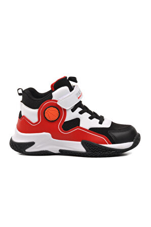 Pepino 1656-F Siyah-Beyaz-Kırmızı Çocuk Basketbol Ayakkabısı