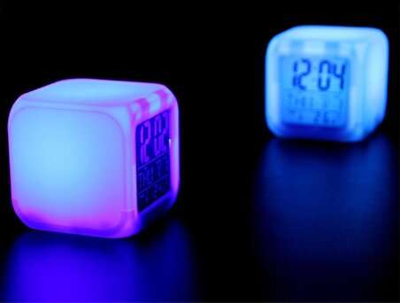 EVOSED 7 Renk Değiştiren Alarmlı Dijital Küp Saat
