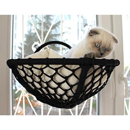 Grant Kedi Cam Yatağı & Cam Askılı Vantuzlu Kedi Yatağı Siyah