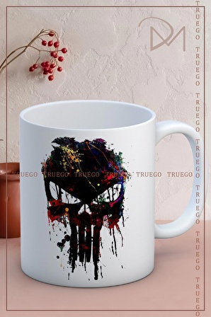 Baskılı Kupa Bardak Seramik Mug - Renkli Tablo Punisher