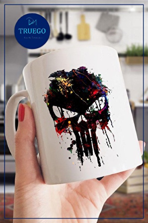 Baskılı Kupa Bardak Seramik Mug - Renkli Tablo Punisher