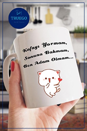 Baskılı Kupa Bardak Seramik Mug - Ben Adam Olmam