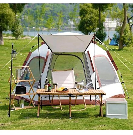 6 Kişilik Otomatik Tenteli Kamp Çadırı Sineklikli Çift Kapılı Kolay Kurulum Çadır 280x240x155