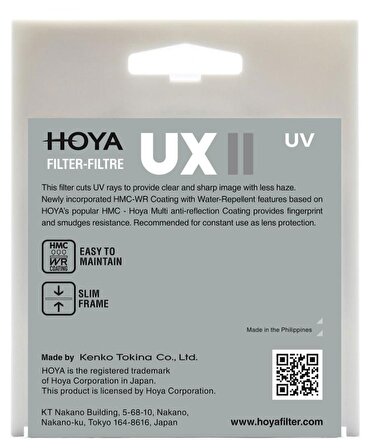 Hoya 62mm UX II UV Filtre