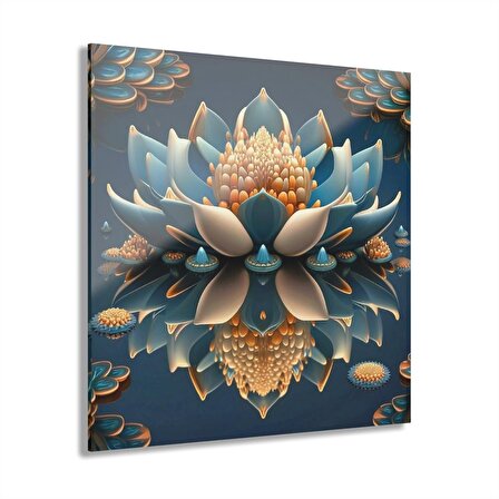 LEYLASER Lotus Çiçeği Cam Tablo Duvar Dekoru Model 1