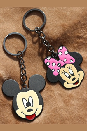 Mickey & Minnie Mouse Figürlü Çift Sevgili Anahtarlık Seti