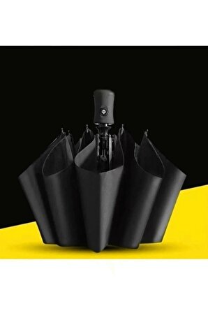 Unisex Siyah Tam Otomatik Rüzgarda Kırılmayan Şemsiye