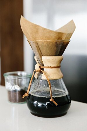 Durnes Chemex Cam Kahve Demleme Sürahi-Karaf 600 Ml (Borosilikat Cam) - 4 Cup Coffee Pot