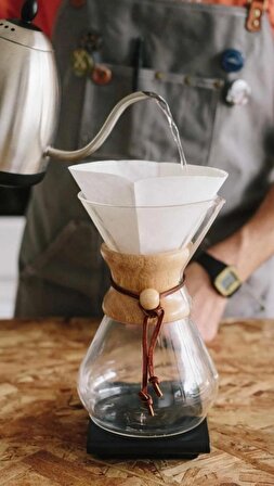 Durnes Chemex Cam Kahve Demleme Sürahi-Karaf 600 Ml (Borosilikat Cam) - 4 Cup Coffee Pot