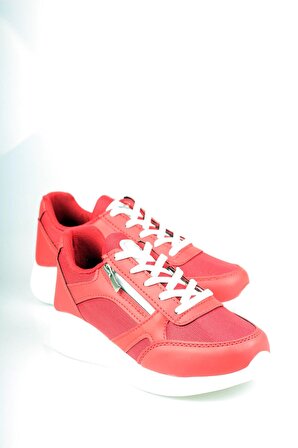 Bağcıklı Kırmızı Bayan Spor Ayakkabı