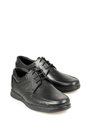 Kyatto Hakiki Deri Poli Taban Bağcıklı Siyah Erkek Ayakkabı