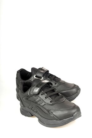 Siyah Cırtlı Süs Bağcıklı Çocuk spor ayakkabı