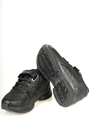 Siyah Cırtlı Süs Bağcıklı Çocuk spor ayakkabı