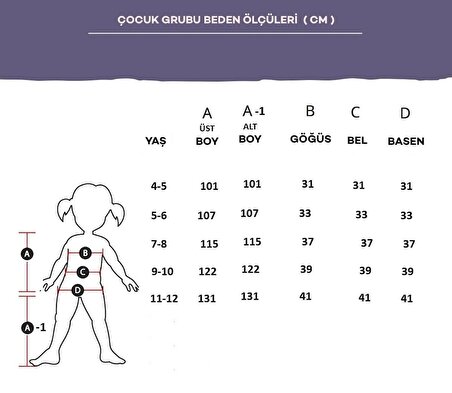 Kız Çocuk Kirazlı Pijama Takımı - Beden Tablosu Resimlerde Mevcuttur