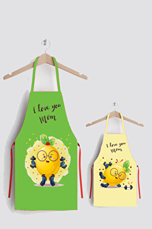 Ays Home Limon Desen Anne Çocuk Mutfak Önlüğü Seti