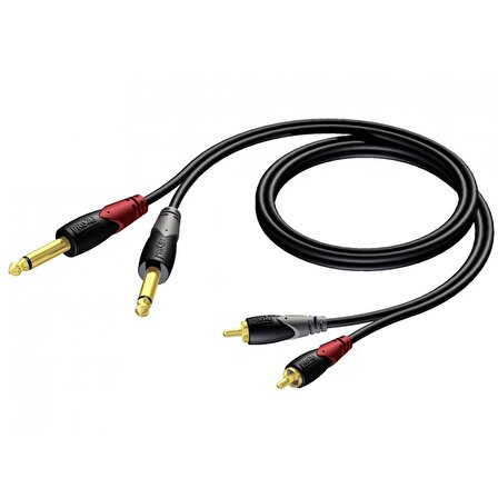 PROCAB CLA631/3 Çift Mono 6,3mm Jaktan çift RCA (TOS) Jaka, 3.0 Metre kablo