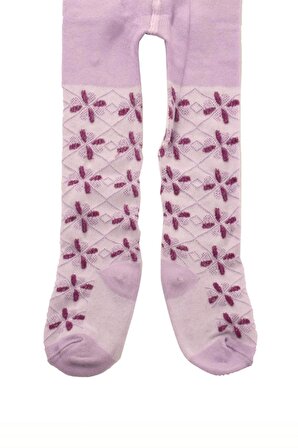 Kabartma Desenli Kokulu Kız Kilotlu Çorap Lila