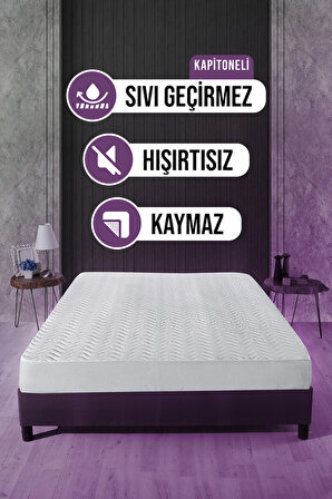 Vavey Kapitone Fitted 200 x 200 Su Geçirmez Alez Beyaz