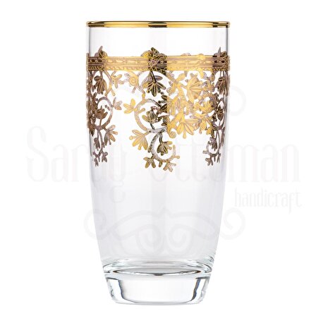 Bardak Meşrubat Bardağı Cam Bardak Hediyelik Pantoğraf Allegra Meşrubat Bardağı İç Yaldız Altın
