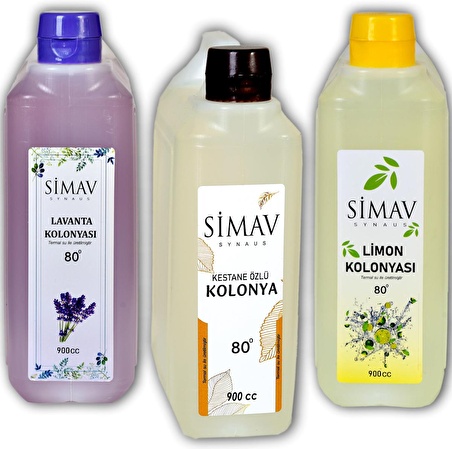 Simav Kozmetik Karışık 80 Derece Pet Şişe 900 ml 3 Adet Kolonya