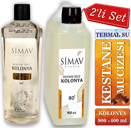 SİMAV Kestane Özlü ve Termal Sulu Kolonya 2'li Set 900ml + 400ml