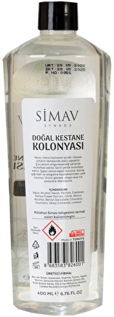 SİMAV Kestane Özlü ve Termal Sulu Kolonya 2'li Set 900ml + 400ml