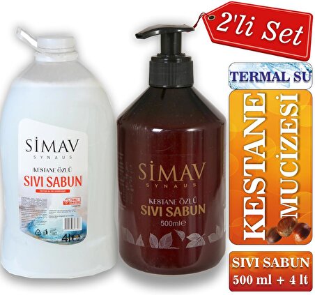 SİMAV Kestane Özlü ve Termal Sulu Sıvı Sabun 2'li Set - 4 Lt + 500 ml