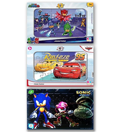 Kesman Kitap Cars, Pj Mask, Sonic 3+ Yaş Büyük Boy Puzzle 24 - 24 - 48 Parça