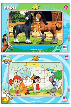 Ks Games Nasreddin Hoca ve Doru 24 parça 2 li Puzzle/Yapboz Set