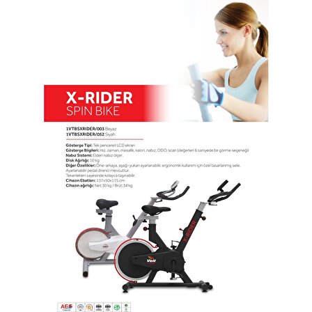 Voit X Rider Spin Bike Kondisyon Bisikleti Beyaz