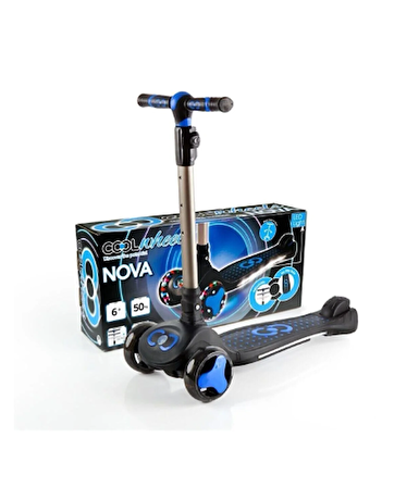 Cool Wheels Nova 6 Yaş ve Üzeri 50 Kg 3 Tekerlekli Katlanabilir Led Işıklı mavi Çocuk Scooter