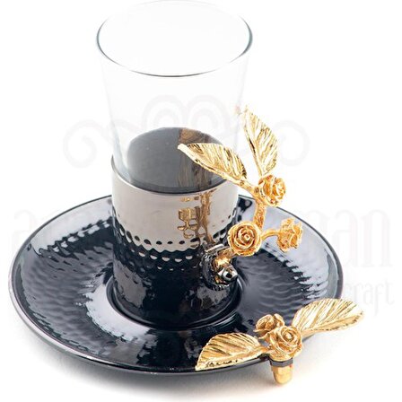 Bakır Çay Bardağı Cam Çay Bardağı Kahve Yanı Çay Bardağı Altın Güllü Çay Bardağı Siyah