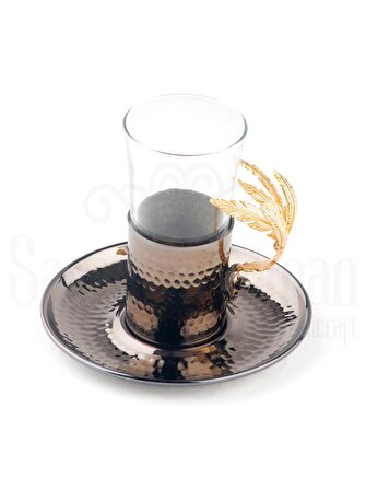 Bakır Çay Bardağı Cam Çay Bardağı Kahve Yanı Çay Bardağı Altın Tüylü Çay Bardağı Siyah 
