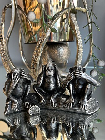 Tavolo Siyah&Gümüş Üç Maymun Seti