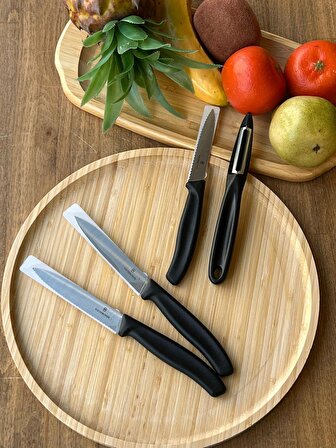 Rossev Sebze Bıçağı - Soyacak Seti 4'lü Siyah 